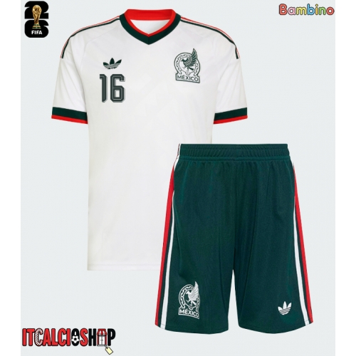 Messico Julian Quinones #16 Seconda Maglia Bambino Mondiali 2026 Manica Corta (+ Pantaloni corti)